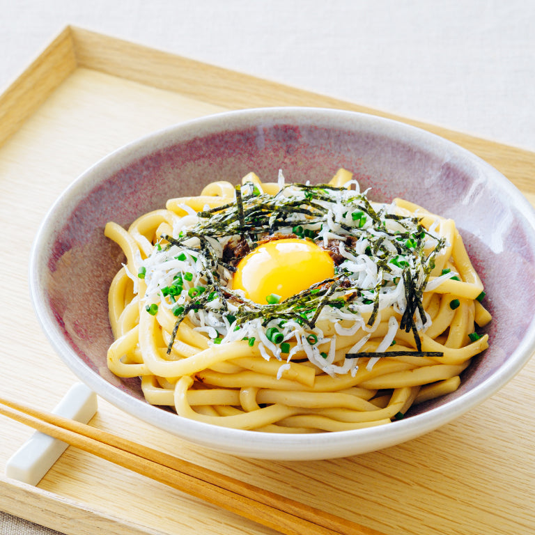 黒酢としらすの釜玉うどん | 坂元のくろず 公式オンラインショップ