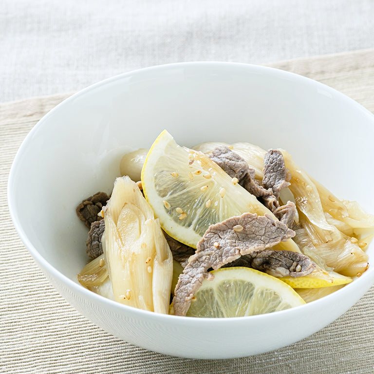 焼きネギと牛肉の黒酢マリネ | 坂元のくろず 公式オンラインショップ