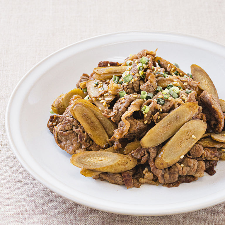 牛肉とごぼうの炒め物＿坂元のくろず＿鹿児島の黒酢